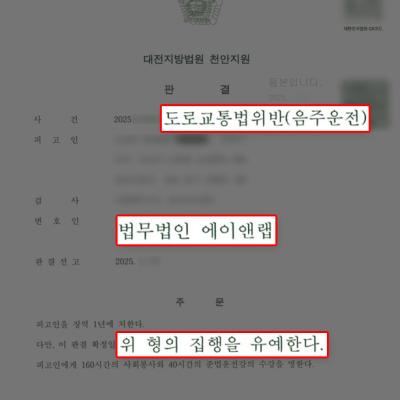 음주운전 2회, 혈중알코올농도 높았지만 집행유예 이끌어내